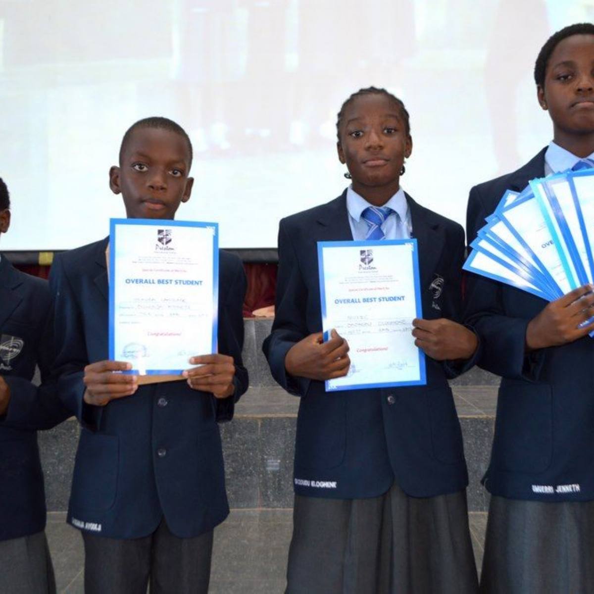 Sharion Academy science students with awards
